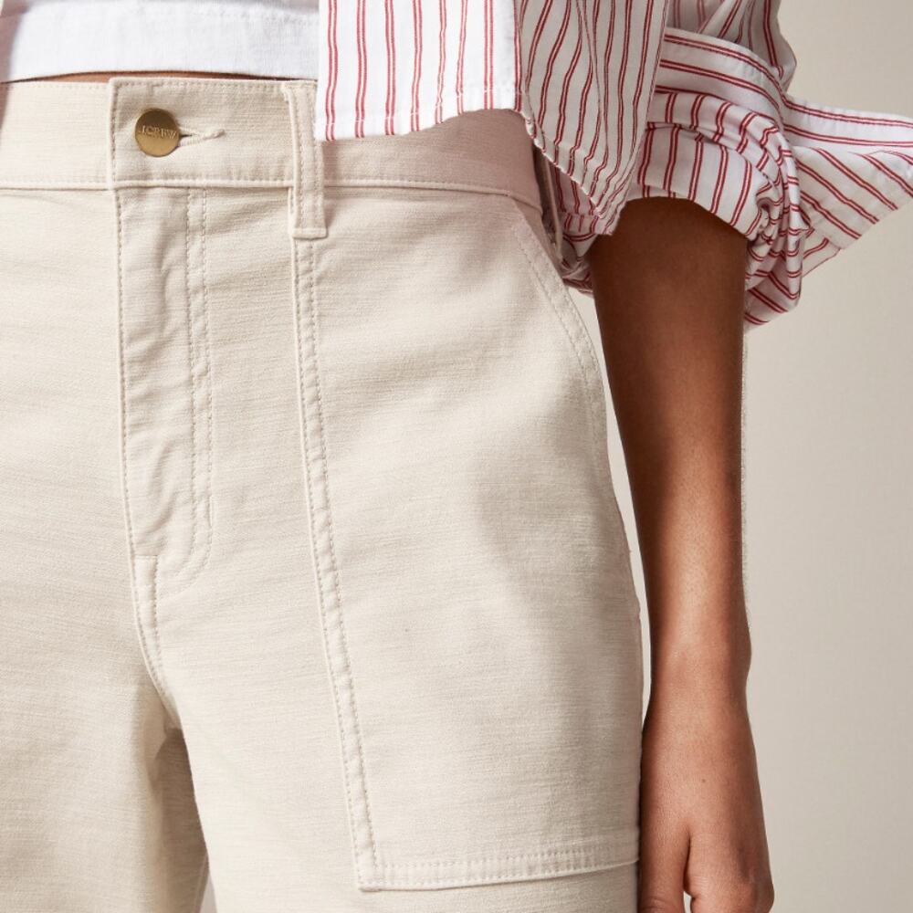J.Crew Camp Pocket Wide Leg Pants Sz 27 Natural High-Rise Stretch Zip Fly Flared - Picture 3 of 10